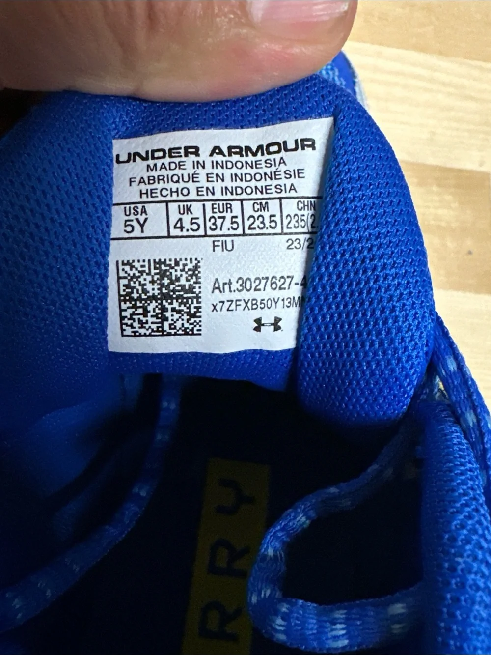 Under Armour Kids Blue, Yellow & White Athletic Sneakers Step Curry’s